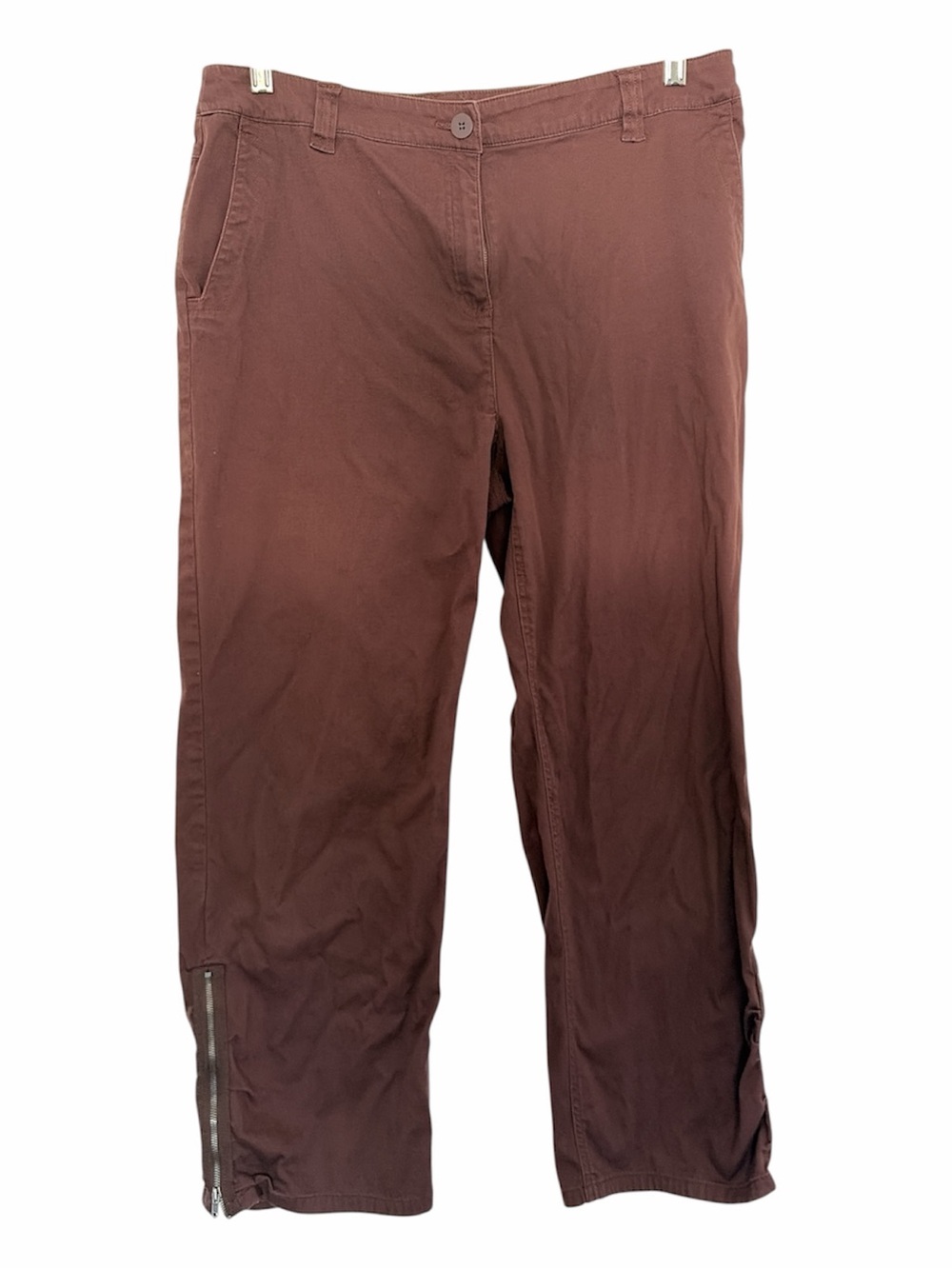 Nine & Co. Cropped Zip-Hem Pants in Chestnut Brown
